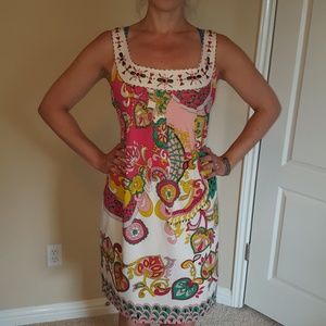 Jewel accent silk dress